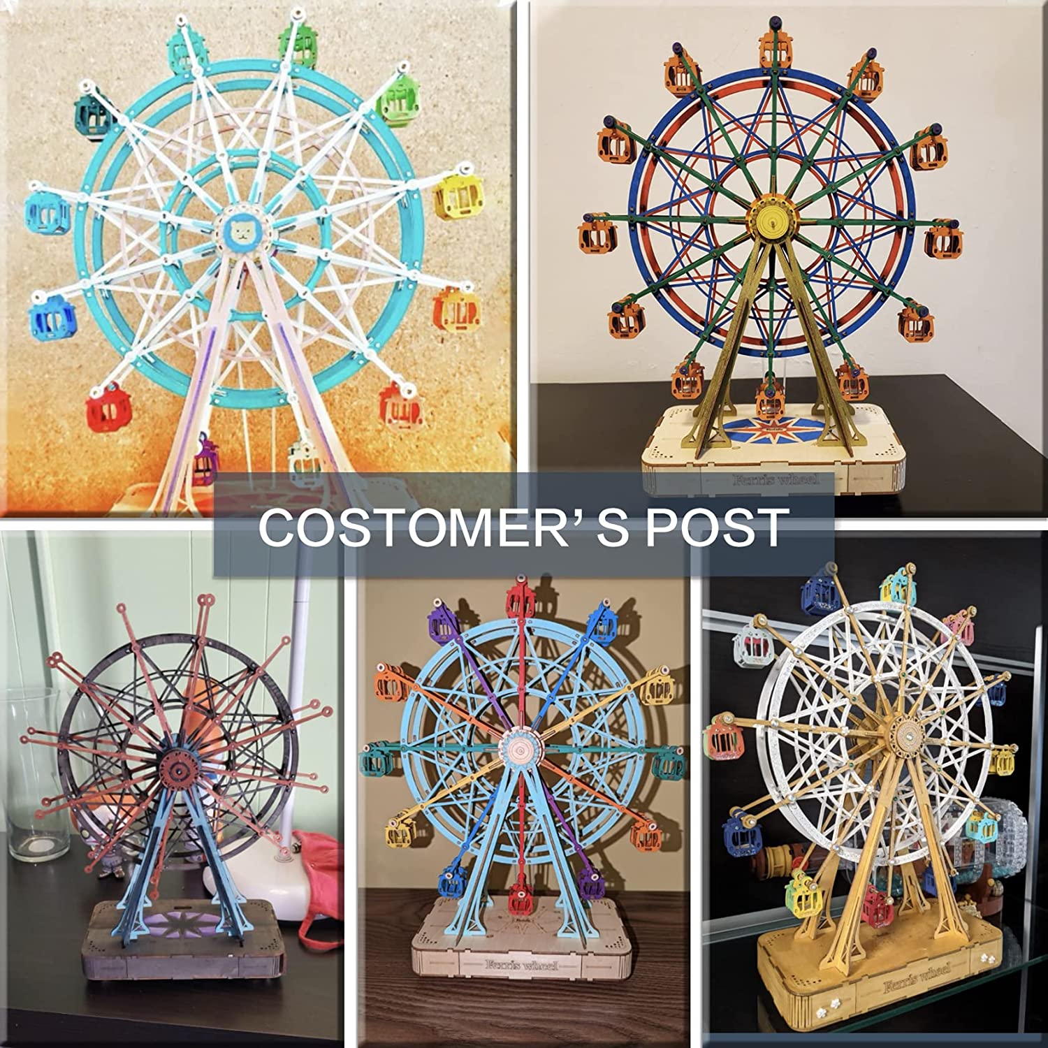 Robotime DIY Wooden Rotatable Ferris Wheel Model with Playing Music