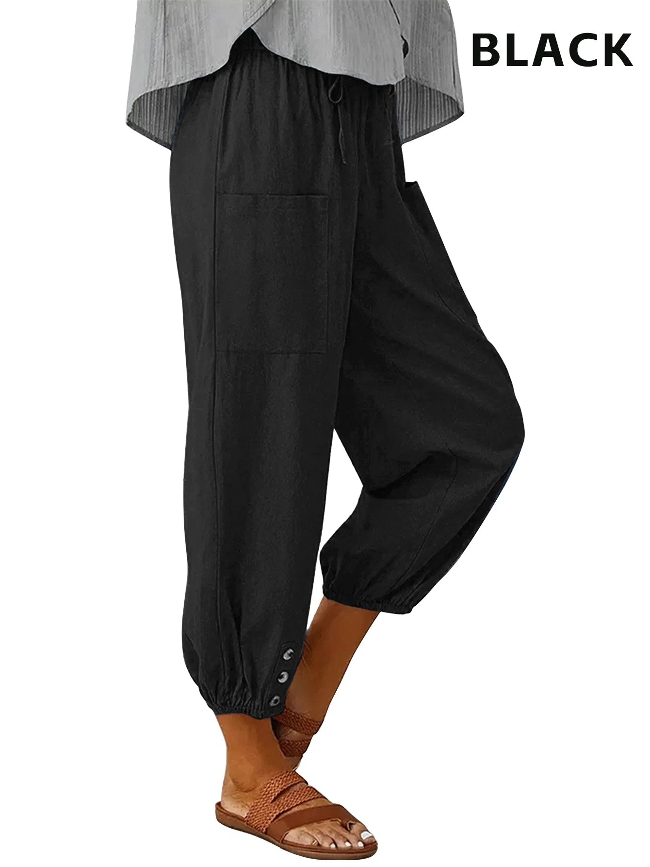 High-Waisted Wide-Leg Cropped Pants (3-Pack) - Comfy & Chic