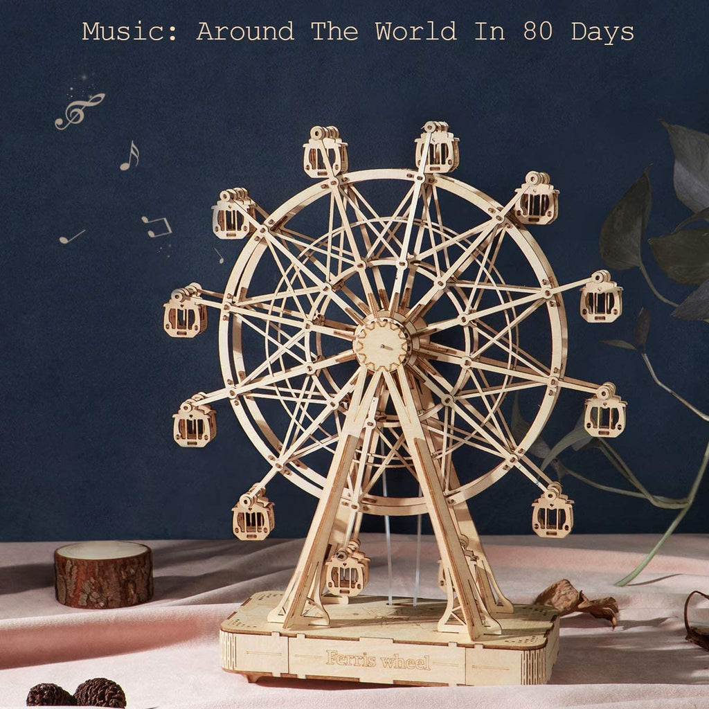 Robotime DIY Wooden Rotatable Ferris Wheel Model with Playing Music