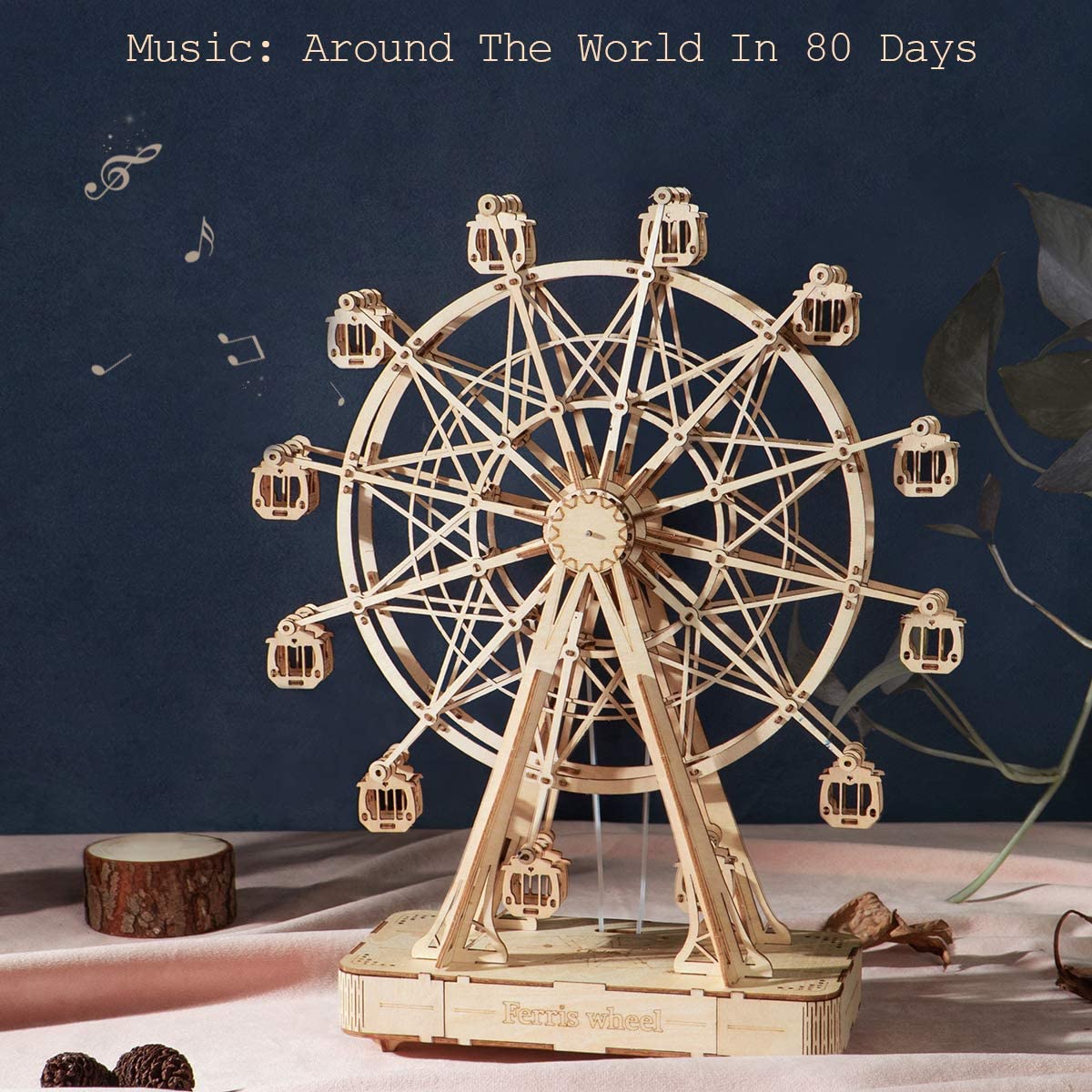 Robotime DIY Wooden Rotatable Ferris Wheel Model with Playing Music