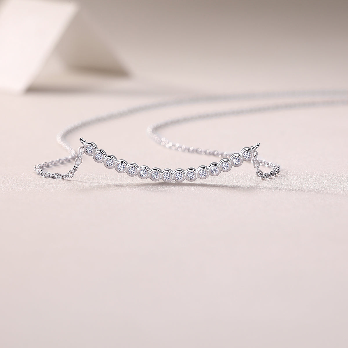 Moissanite Pendant Necklace — S925 Sterling Silver, Platinum-Plated