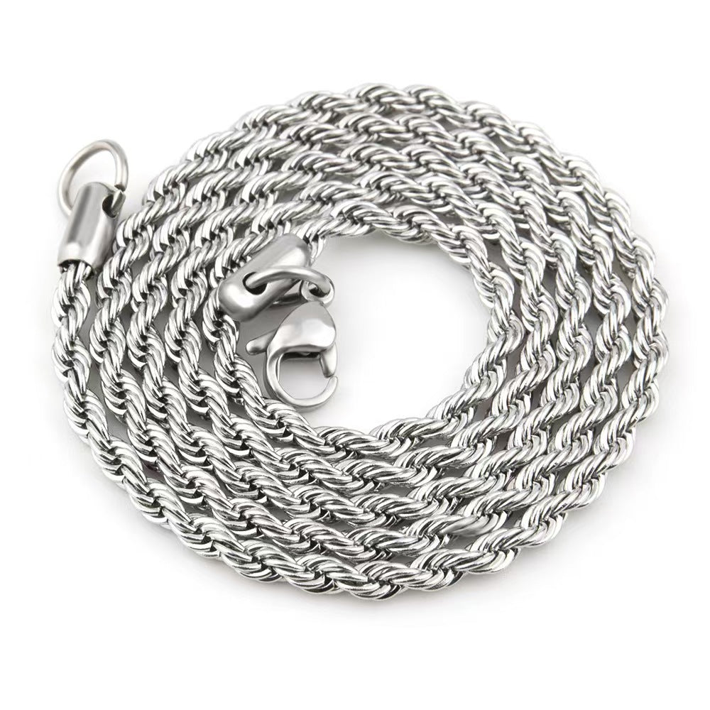 Stainless Steel Twist Chain Necklace - Minimalist Everyday Jewelry