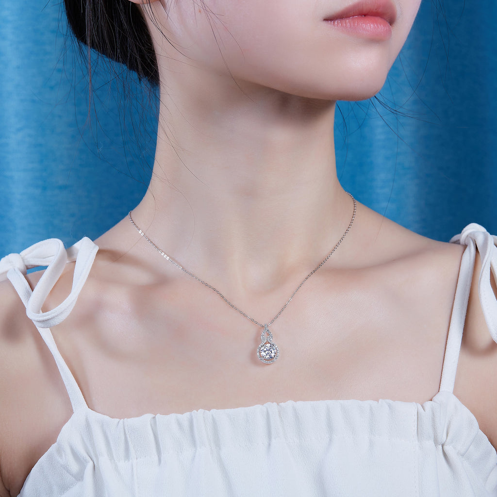 2 Carat Moissanite Necklace - S925 Sterling Silver Platinum-Plated with Chain