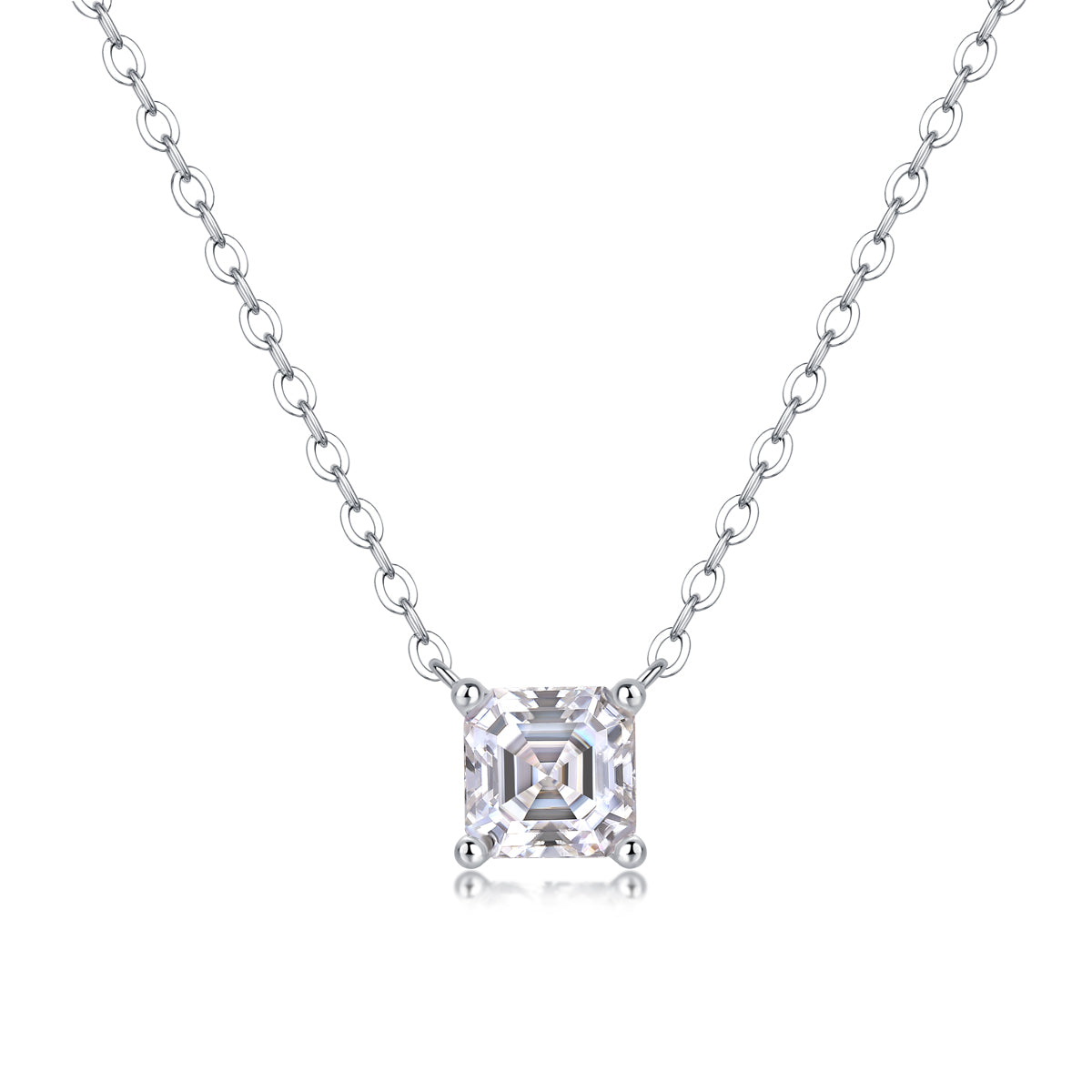 Square Moissanite Necklace - S925 Sterling Silver with Chain