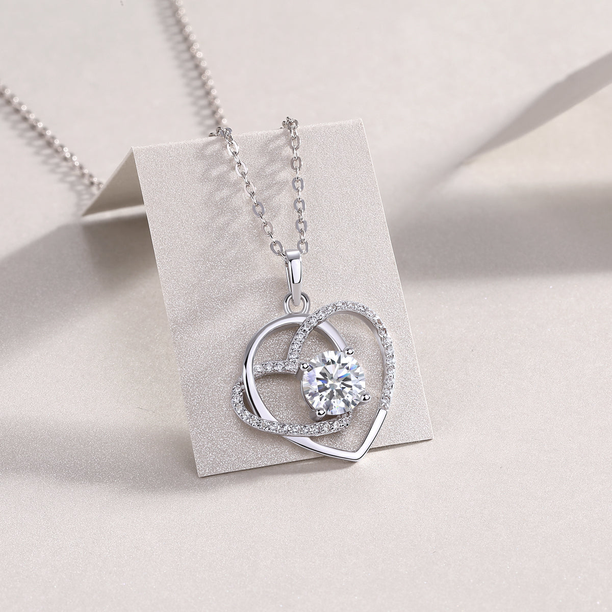 1 Carat Moissanite Interlocking Heart Necklace