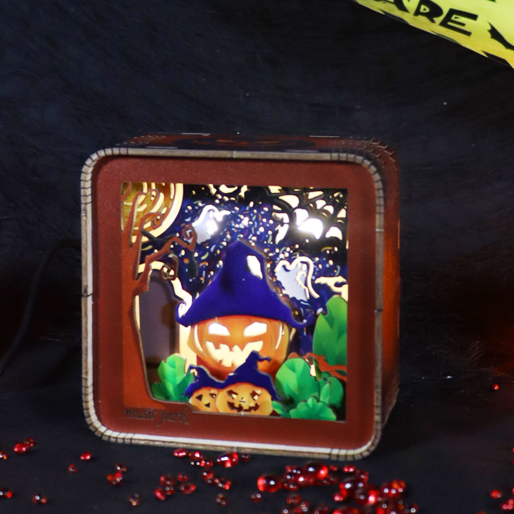 Halloween Night Light 3D Wooden Puzzle - Illuminated Spooky Scene Model Kit