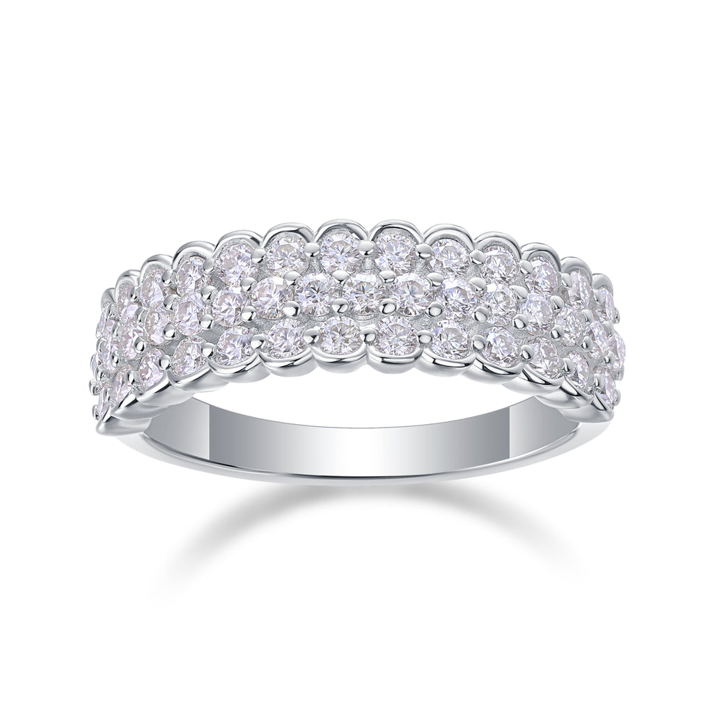 Multi-Row Moissanite Eternity Ring – S925 Sterling Silver