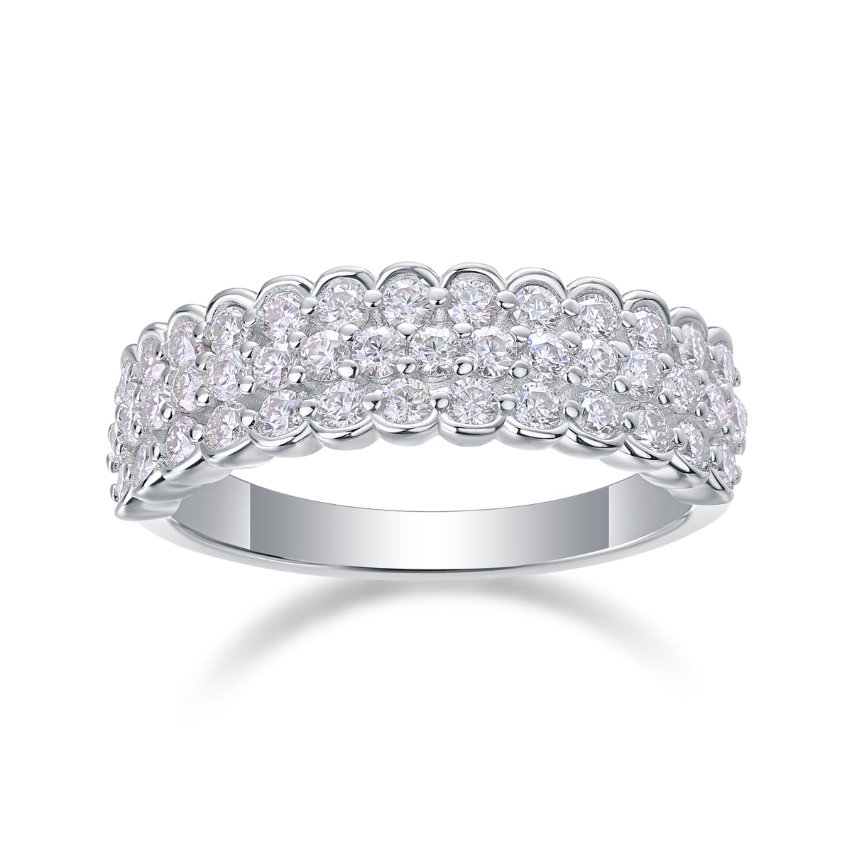 Multi-Row Moissanite Eternity Ring – S925 Sterling Silver