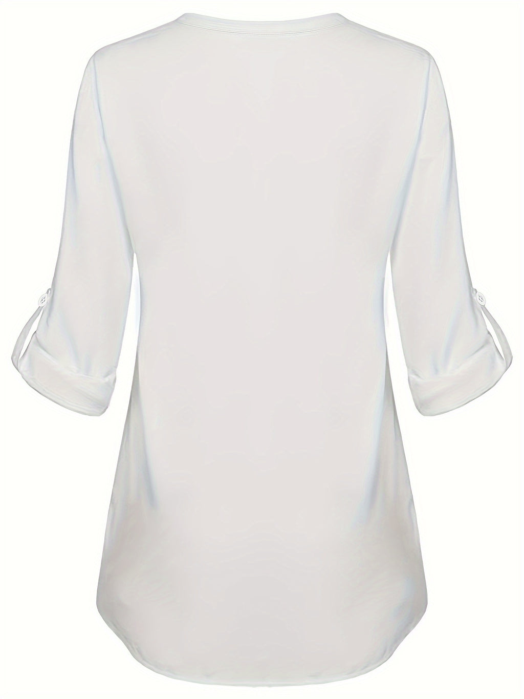 Women's V-Neck Pearl Button Shirt - Long Sleeve Casual Blouse