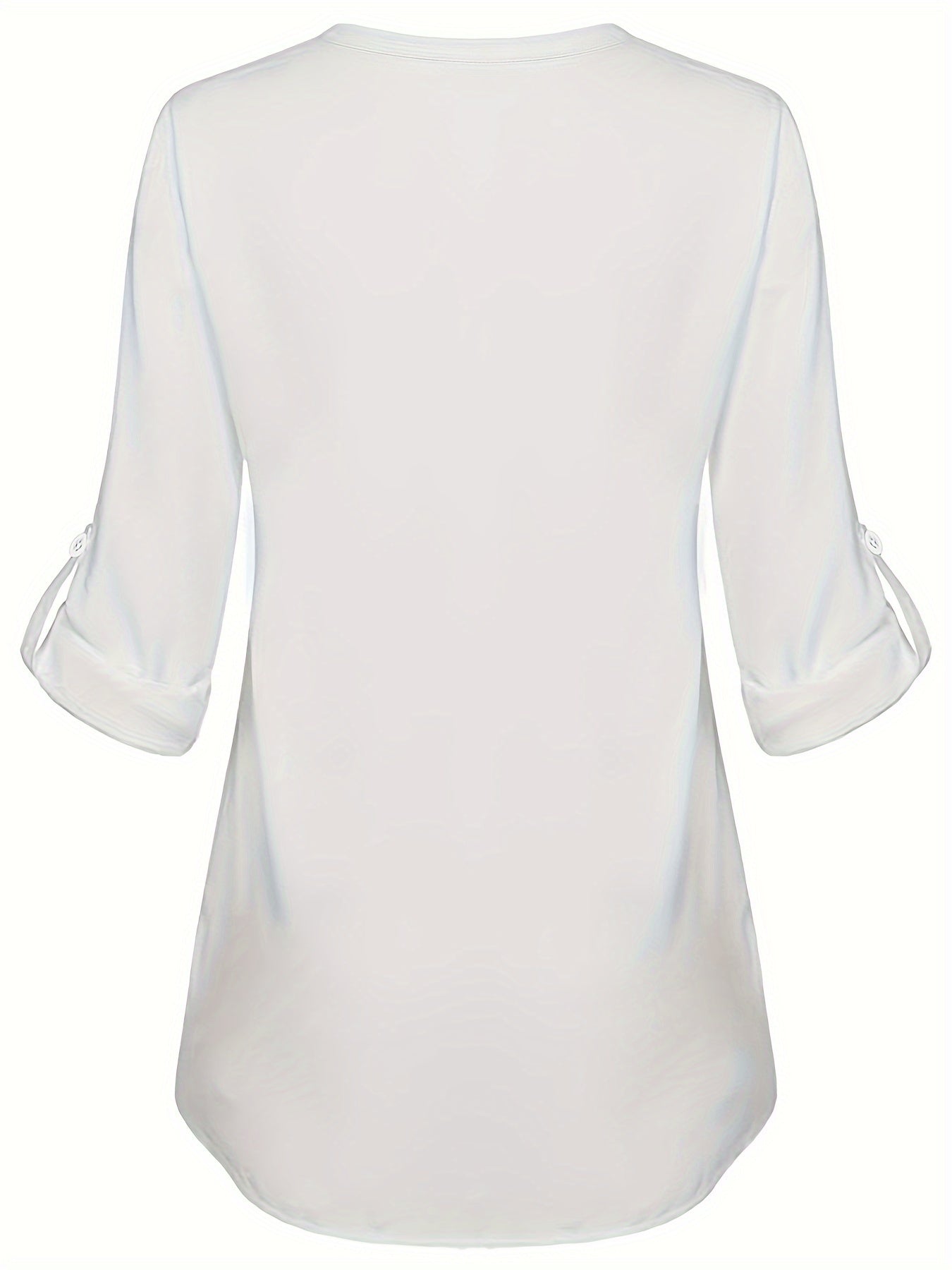 Women's V-Neck Pearl Button Shirt - Long Sleeve Casual Blouse