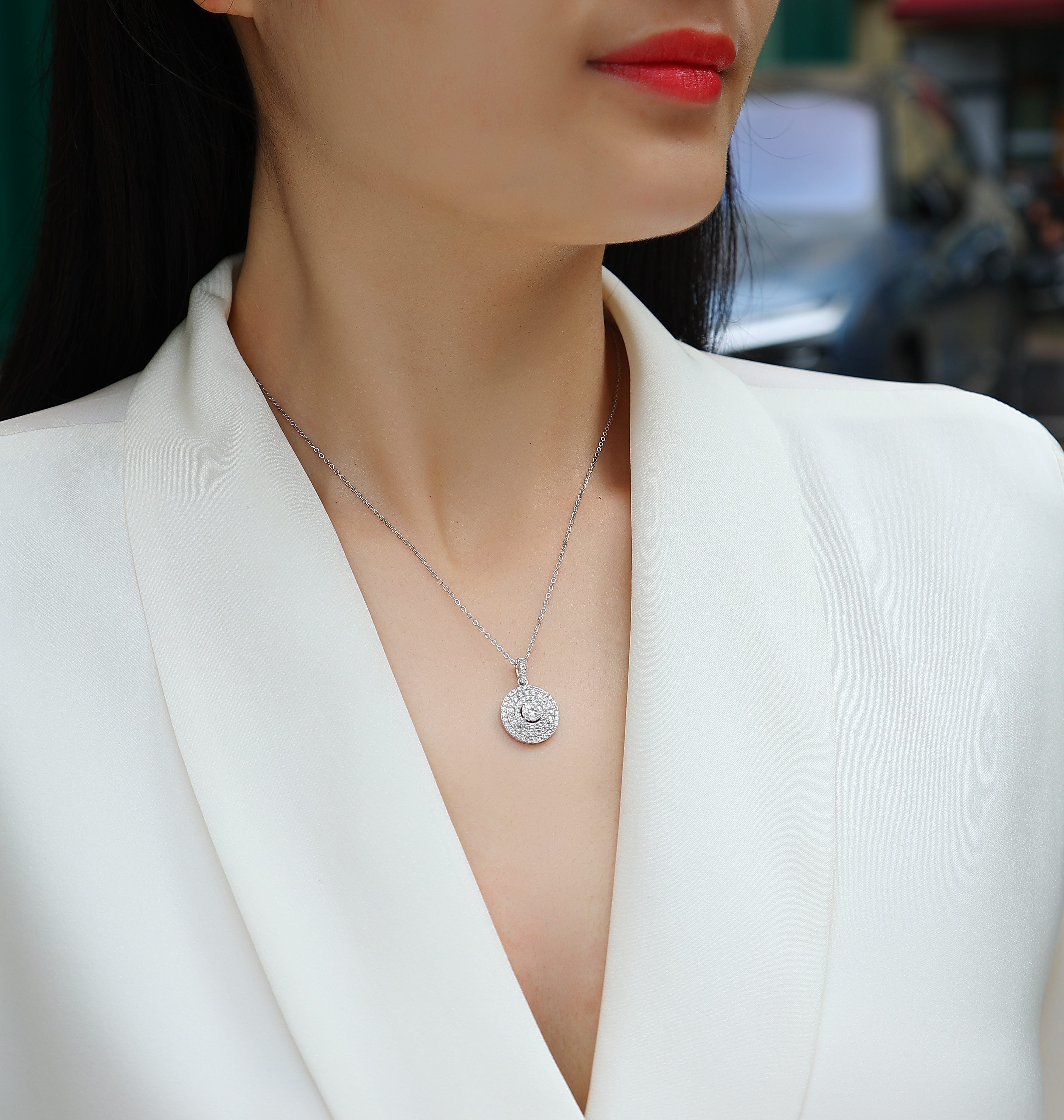 0.5 Carat Moissanite Necklace - S925 Sterling Silver Platinum-Plated with Chain