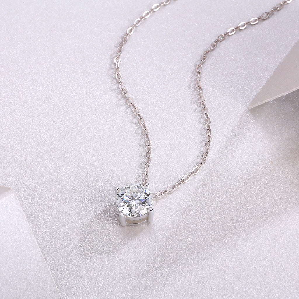 1-Carat Moissanite Pendant Necklace in S925 Sterling Silver