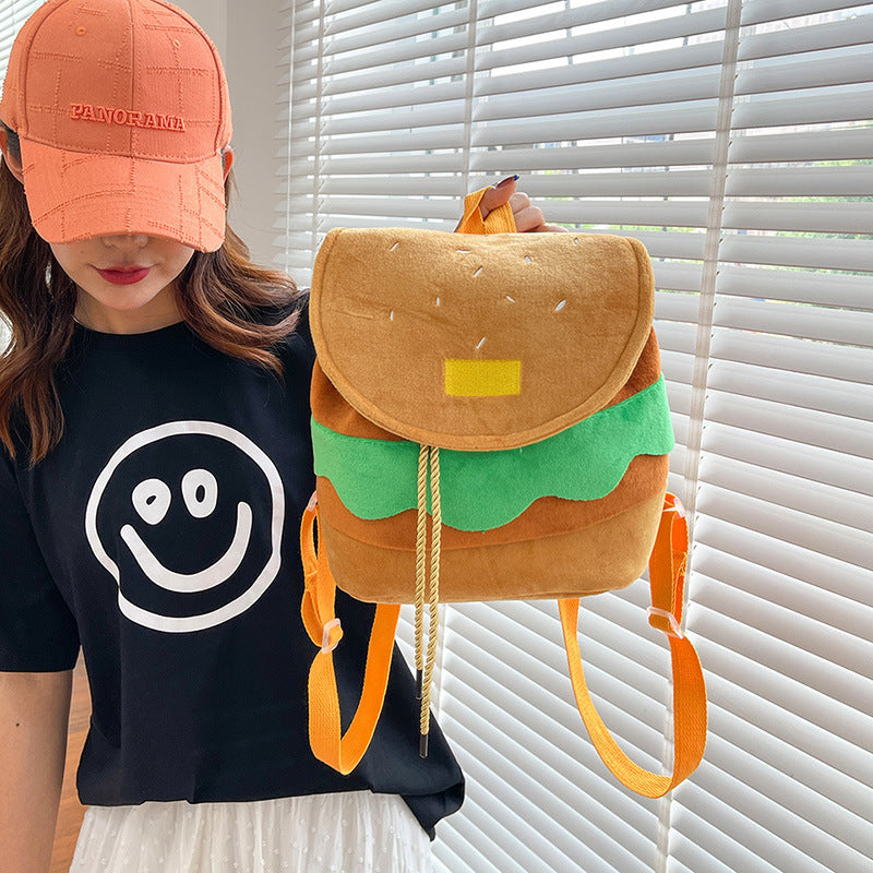 Cute Hamburger Plush Backpack