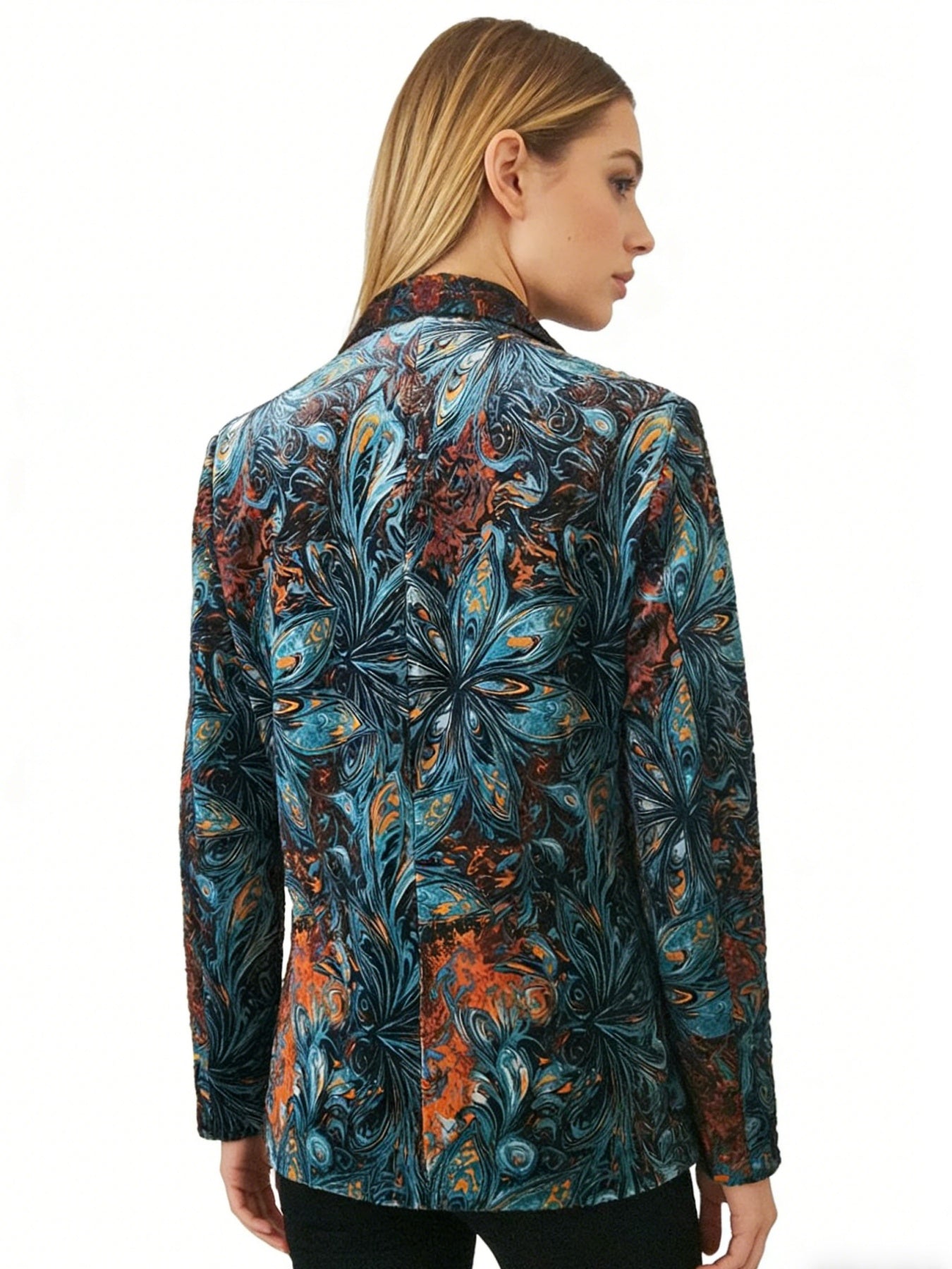 Women's Boho Print Blazer - Lined Casual Suit Jacket