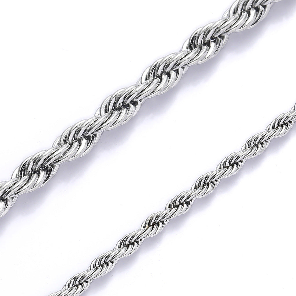 Stainless Steel Twist Chain Necklace - Minimalist Everyday Jewelry