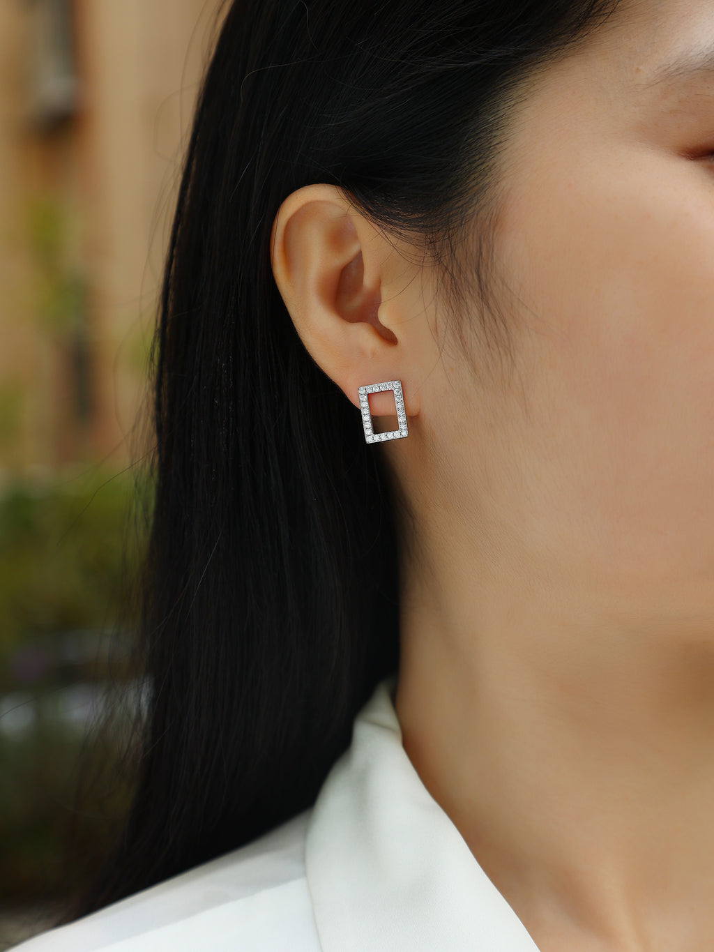 Moissanite Sterling Silver Platinum Plated Studs