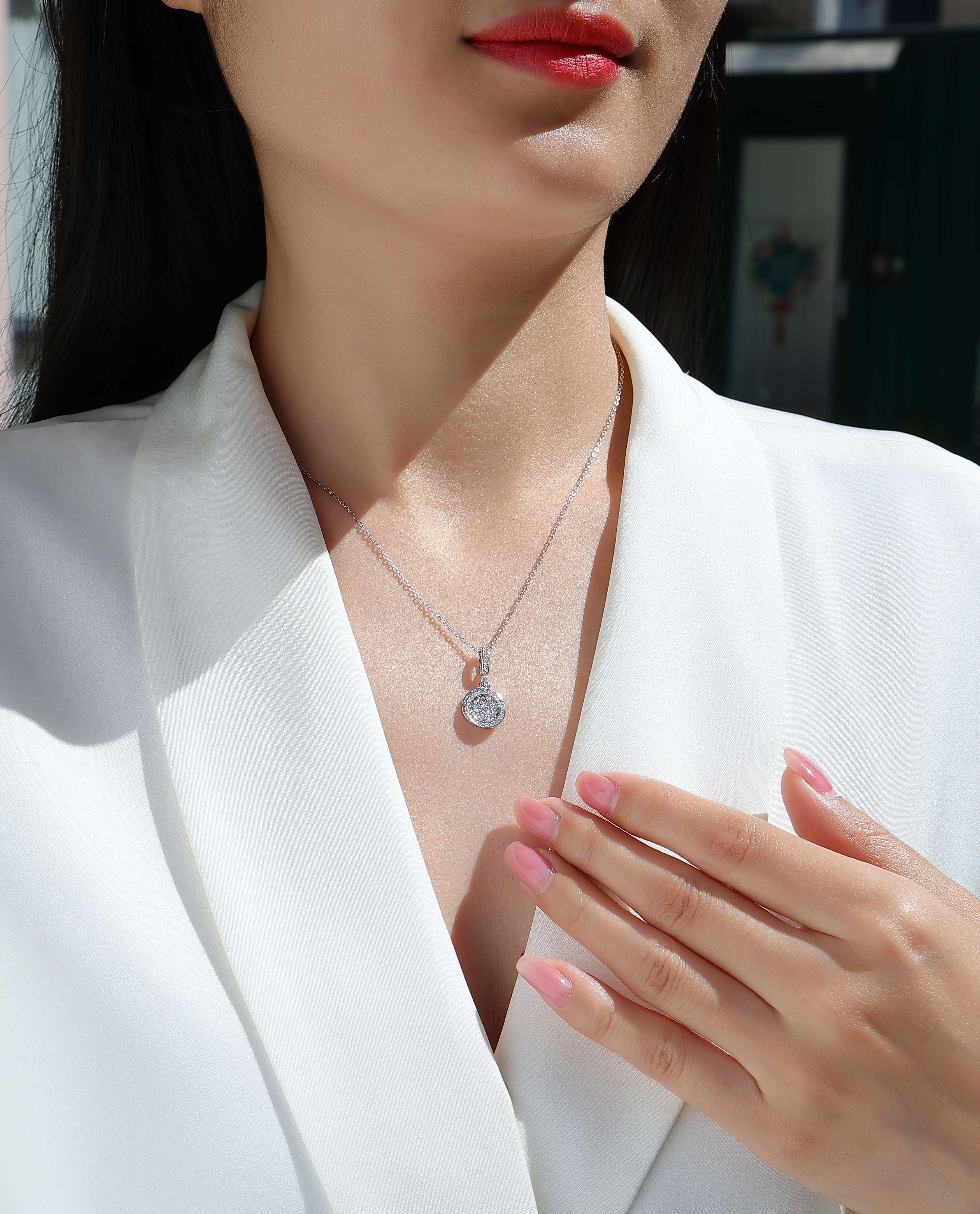 Moissanite Double Ring Pendant Necklace