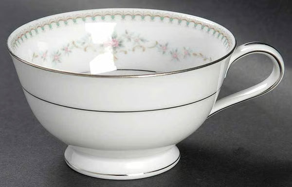 Noritake Fairmont Footed Cup - Pink Roses & Green Dots with Platinum Trim