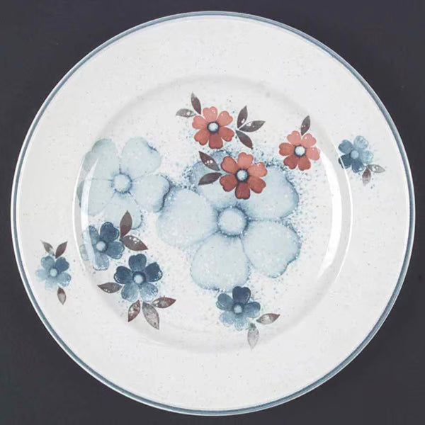 Noritake Glimmer Dinner Plate - Versatone I Blue & Orange Flowers