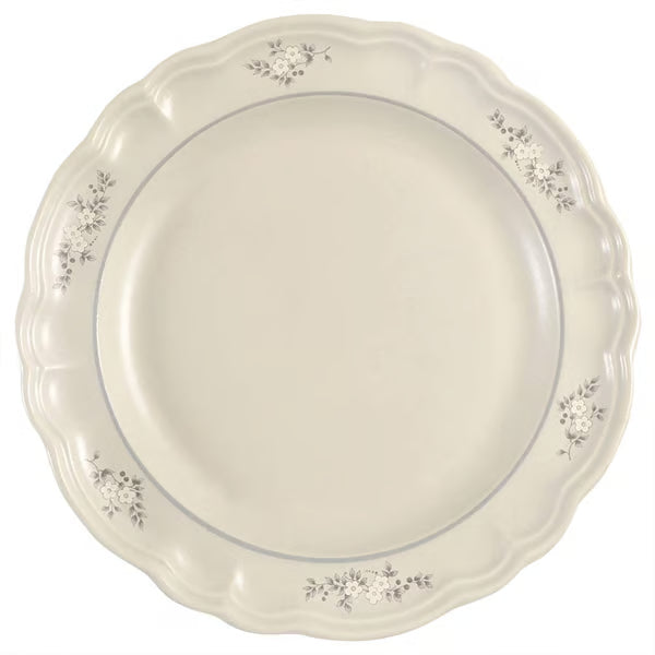 Heirloom Dinner Plate by Pfaltzgraff - 10.5" Vintage Stoneware with Gray Floral