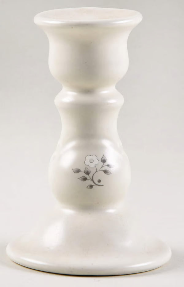 Pfaltzgraff Heirloom 5" Candlestick - Gray & White Floral Stoneware