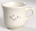 Pfaltzgraff Heirloom Flat Cup - Gray & White Floral Stoneware