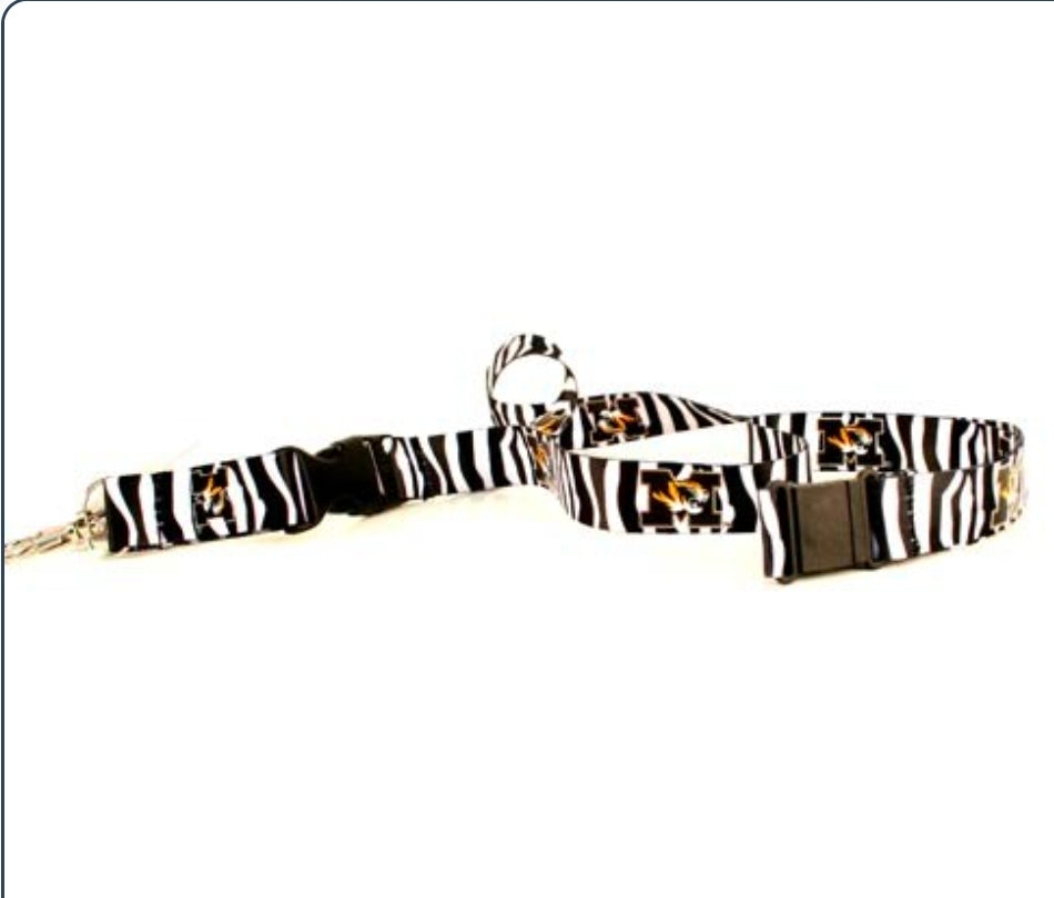 Missouri Tigers Zebra Print Breakaway Lanyard with Detachable Key Ring – NCAA Licensed by Aminco