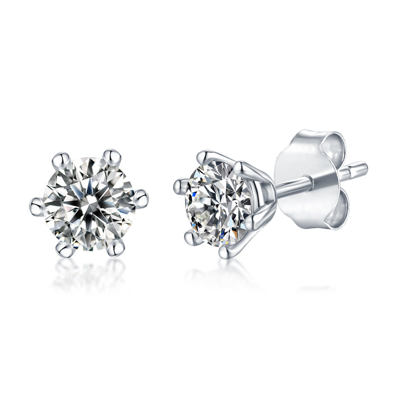 Six-Prong Moissanite Stud Earrings in S925 Sterling Silver — 0.5 Carat