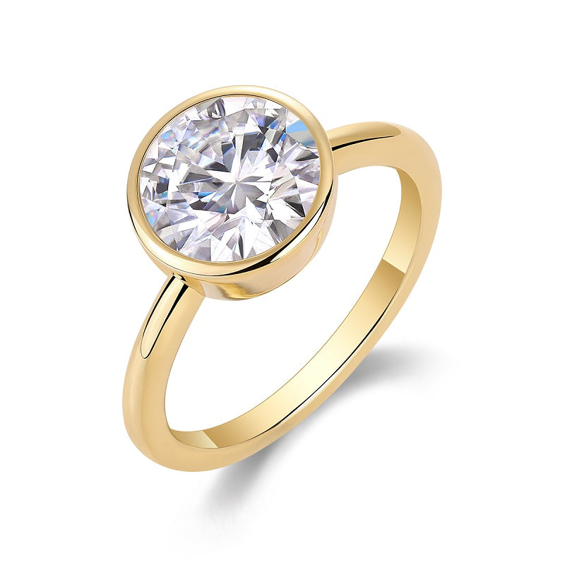 9mm Round Moissanite Sterling Silver Ring