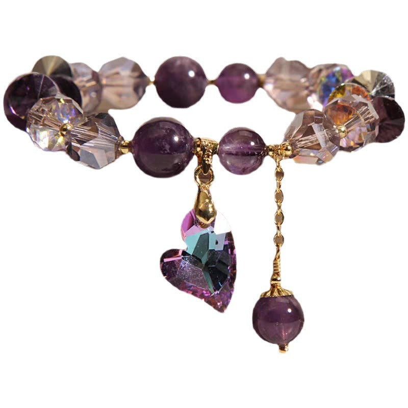 Purple Heart Crystal Bracelet Natural Amethyst