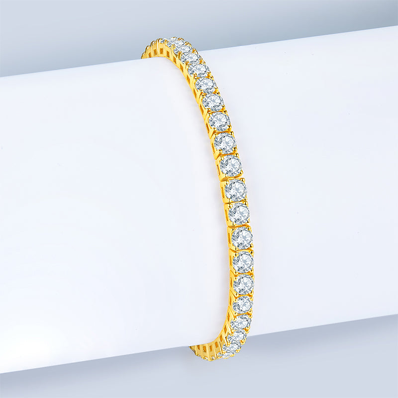 Unique Moissanite Tennis Bracelet — S925 Sterling Silver, Silver & Gold, 0.1ct
