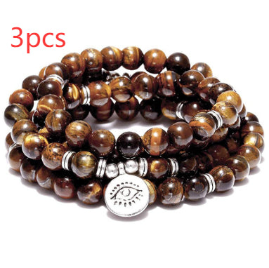 Amazon Stone Tiger Eye Stone Buddha Beads Lotus Bracelet
