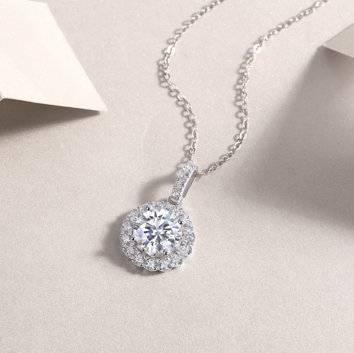 2 Carat Moissanite Necklace - S925 Sterling Silver Platinum-Plated with Chain