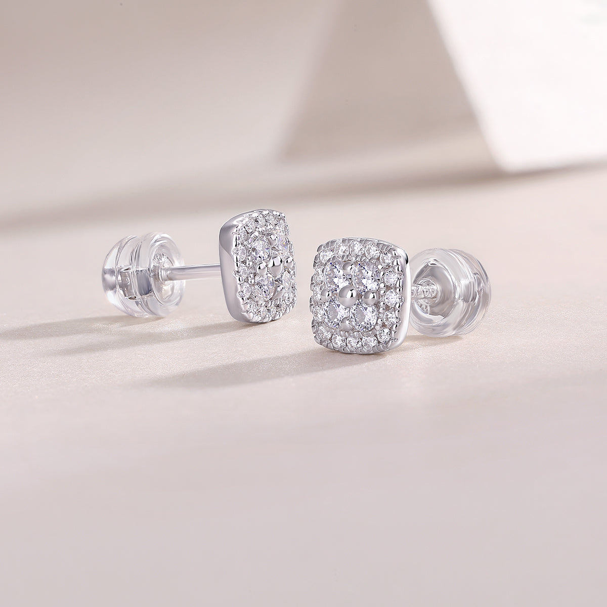 Moissanite Stud Earrings - S925 Sterling Silver Platinum-Plated (Pair)