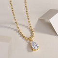 Pear-Shaped Moissanite Pendant Necklace - S925 Sterling Silver with Gold Plating