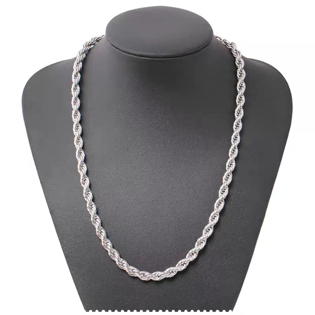 Stainless Steel Twist Chain Necklace - Minimalist Everyday Jewelry