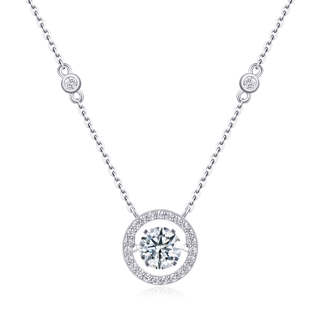 Möbius 1-Carat Moissanite Pendant in Platinum-Plated S925 Sterling Silver