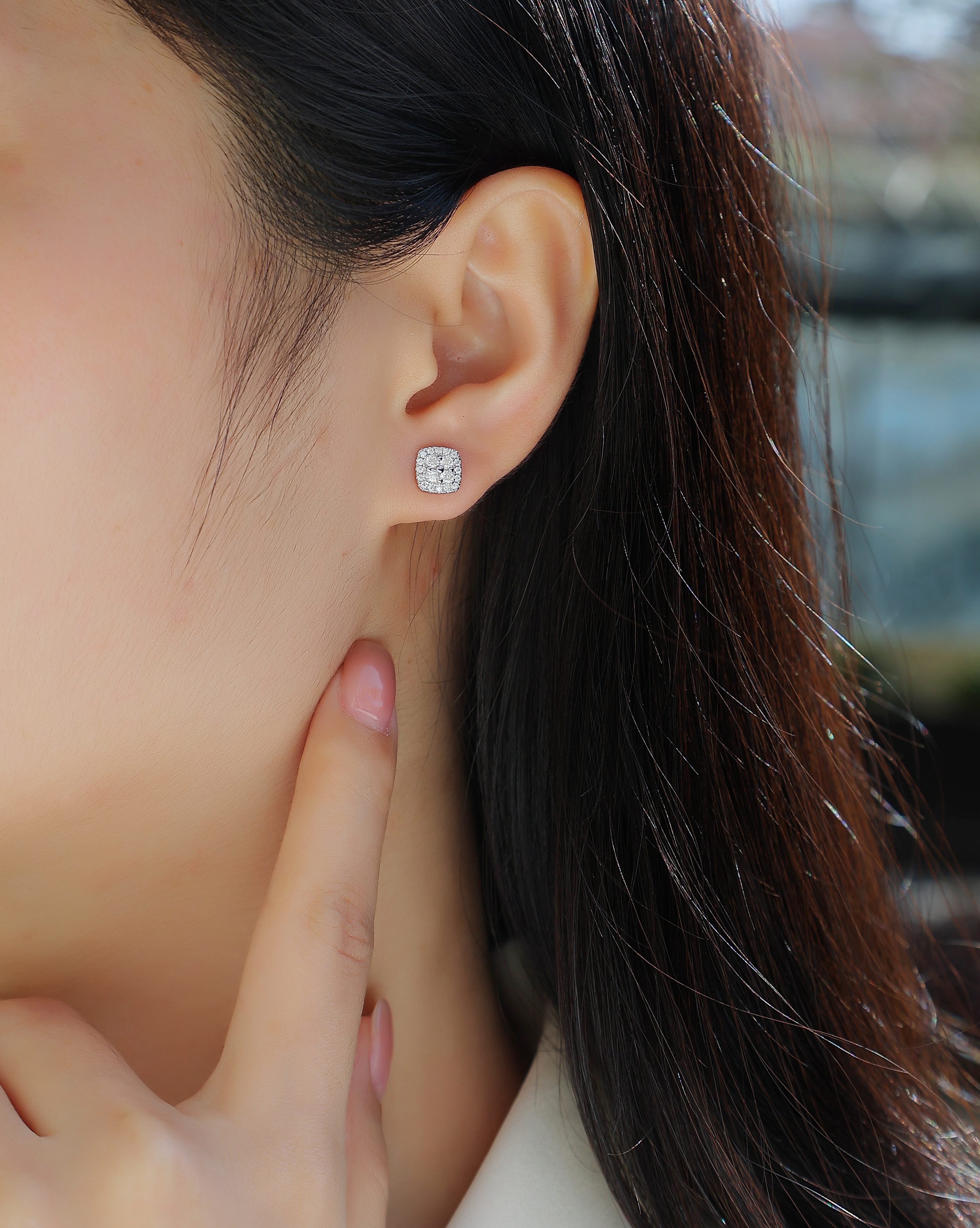 Moissanite Stud Earrings - S925 Sterling Silver Platinum-Plated (Pair)
