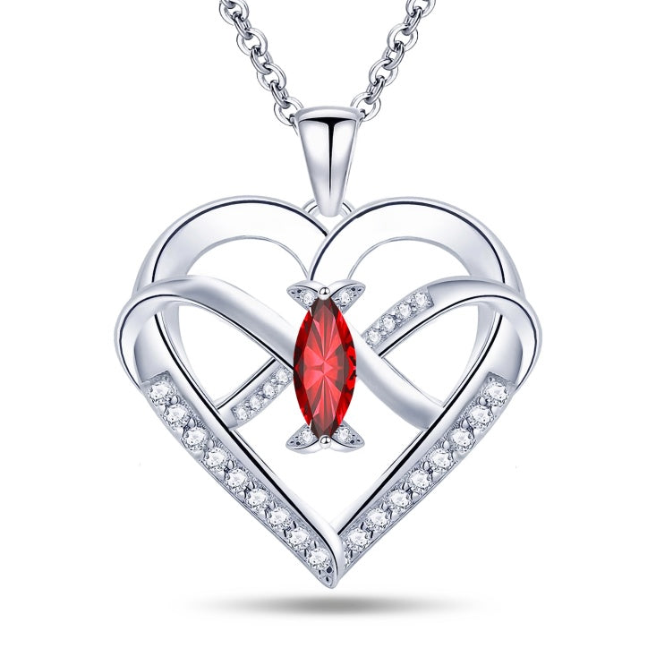 Infinity Butterfly Heart Necklace - 14K White Gold Plated with Cubic Zirconia