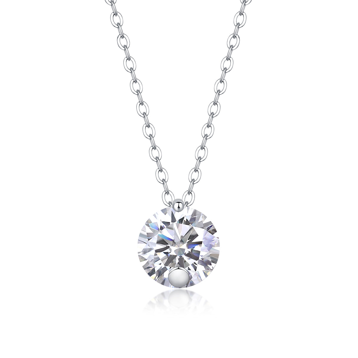 2-Carat Moissanite Solitaire Pendant in S925 Sterling Silver