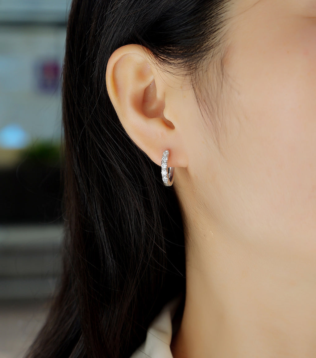 Moissanite Stud Earrings - S925 Sterling Silver Platinum-Plated (Pair)