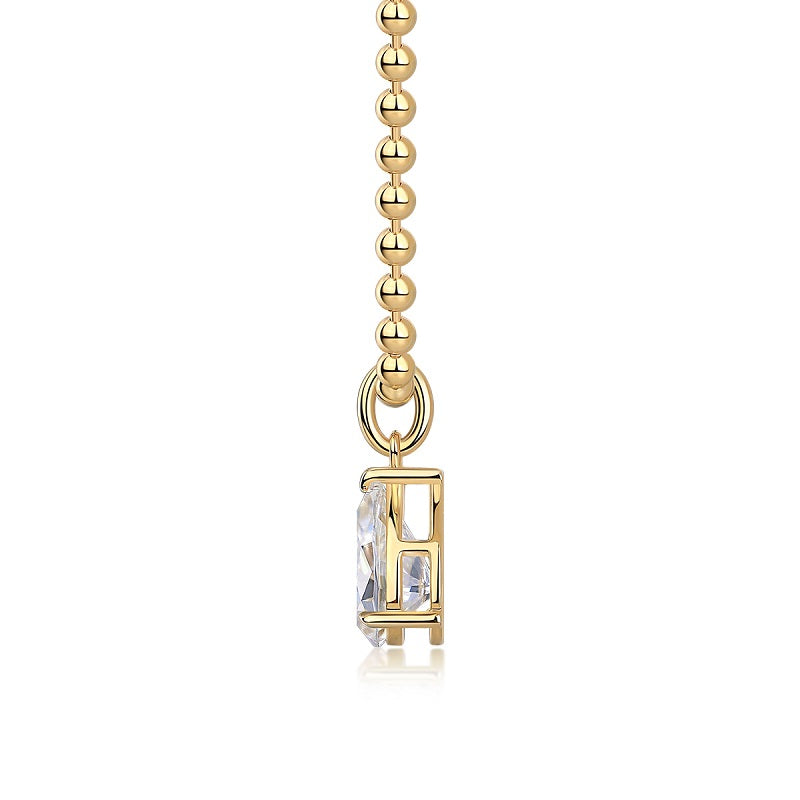 Pear-Shaped Moissanite Pendant Necklace - S925 Sterling Silver with Gold Plating