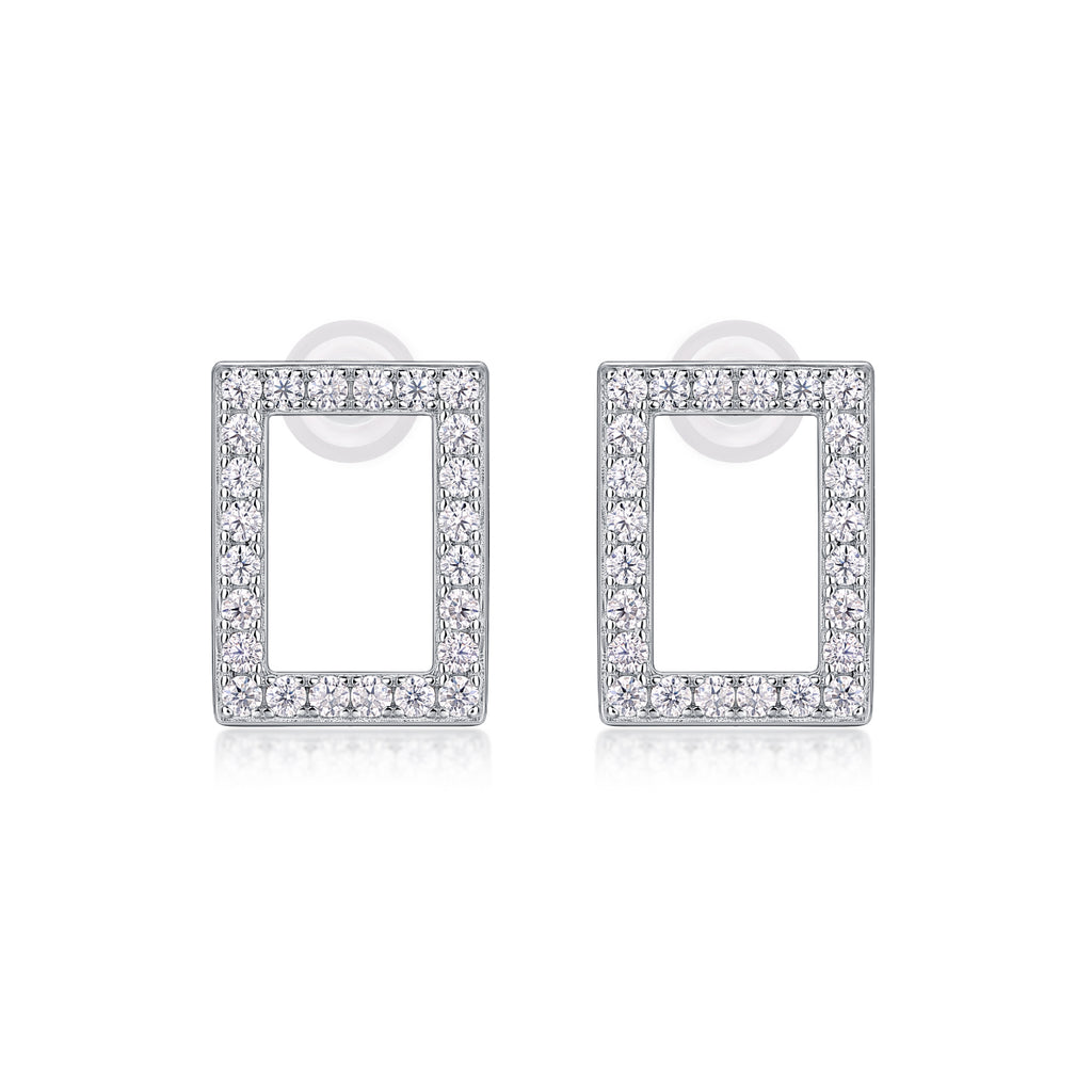Moissanite Sterling Silver Platinum Plated Studs