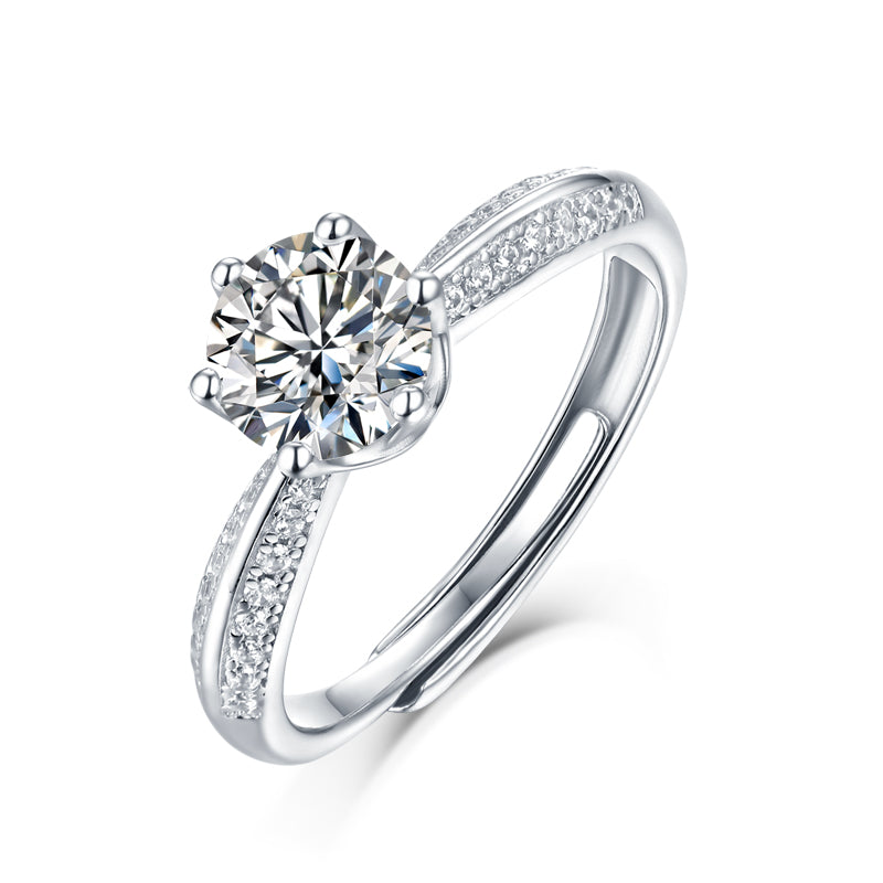 1 Carat Moissanite Solitaire Ring - S925 Sterling Silver