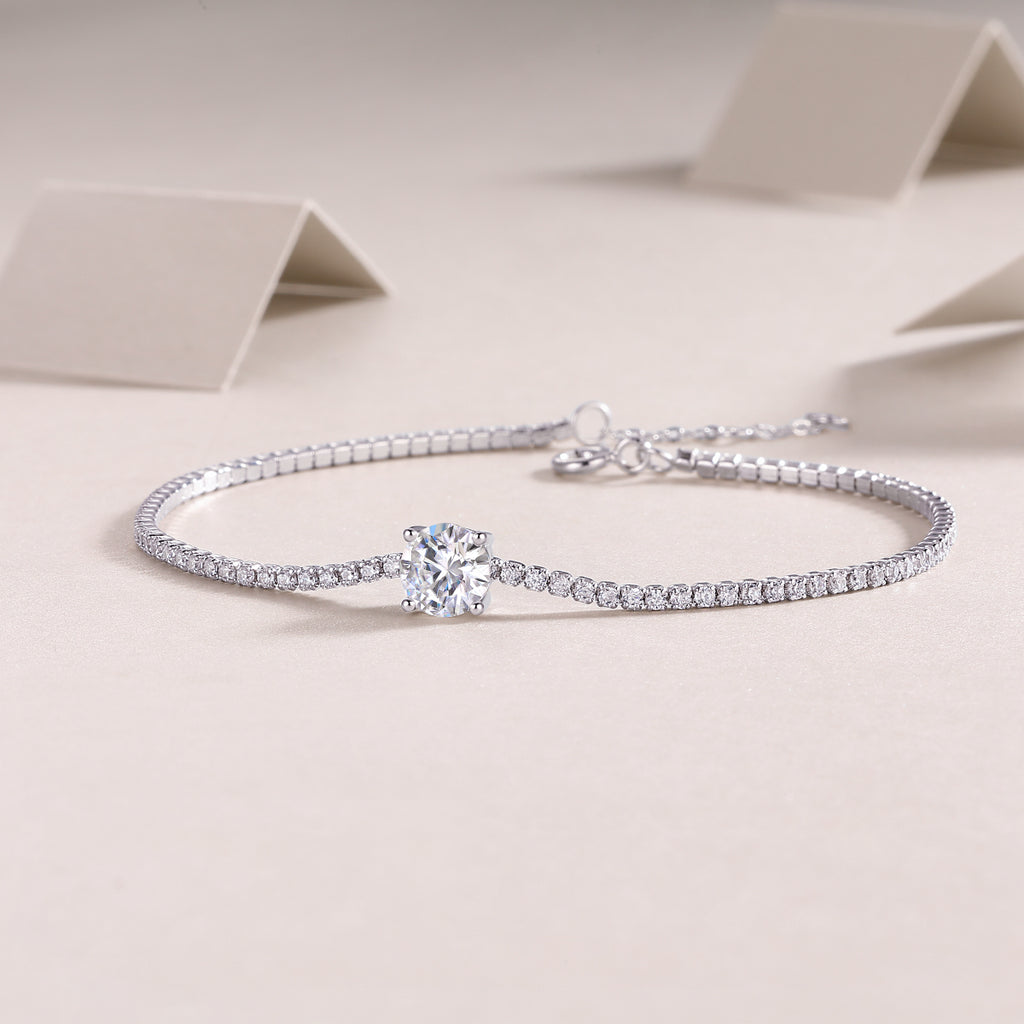 Dawn Dew Moissanite Bead Bracelet in S925 Sterling Silver