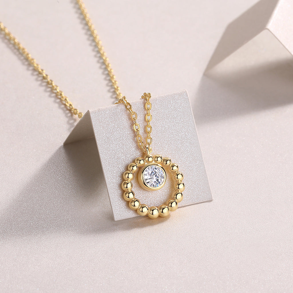 Moon Pearl Moissanite Pendant Necklace - 0.5 Carat S925 Sterling Silver