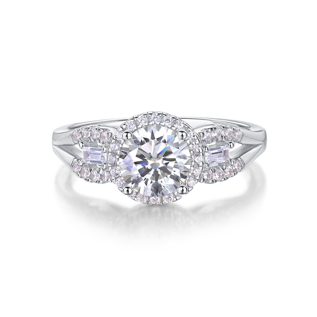 Large Solitaire Moissanite Wedding Ring in S925 Sterling Silver