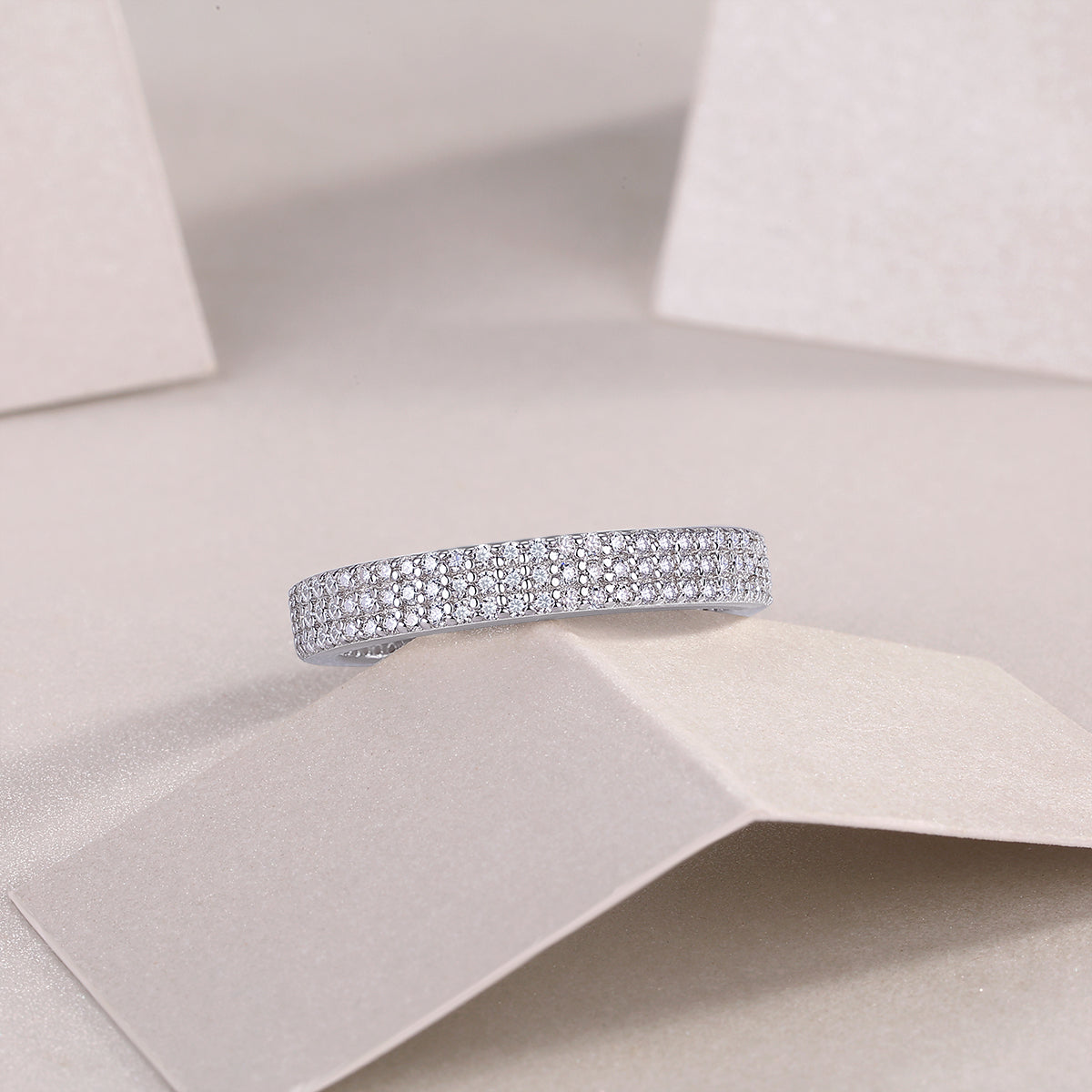 Moissanite Platinum-Plated Ring – S925 Sterling Silver