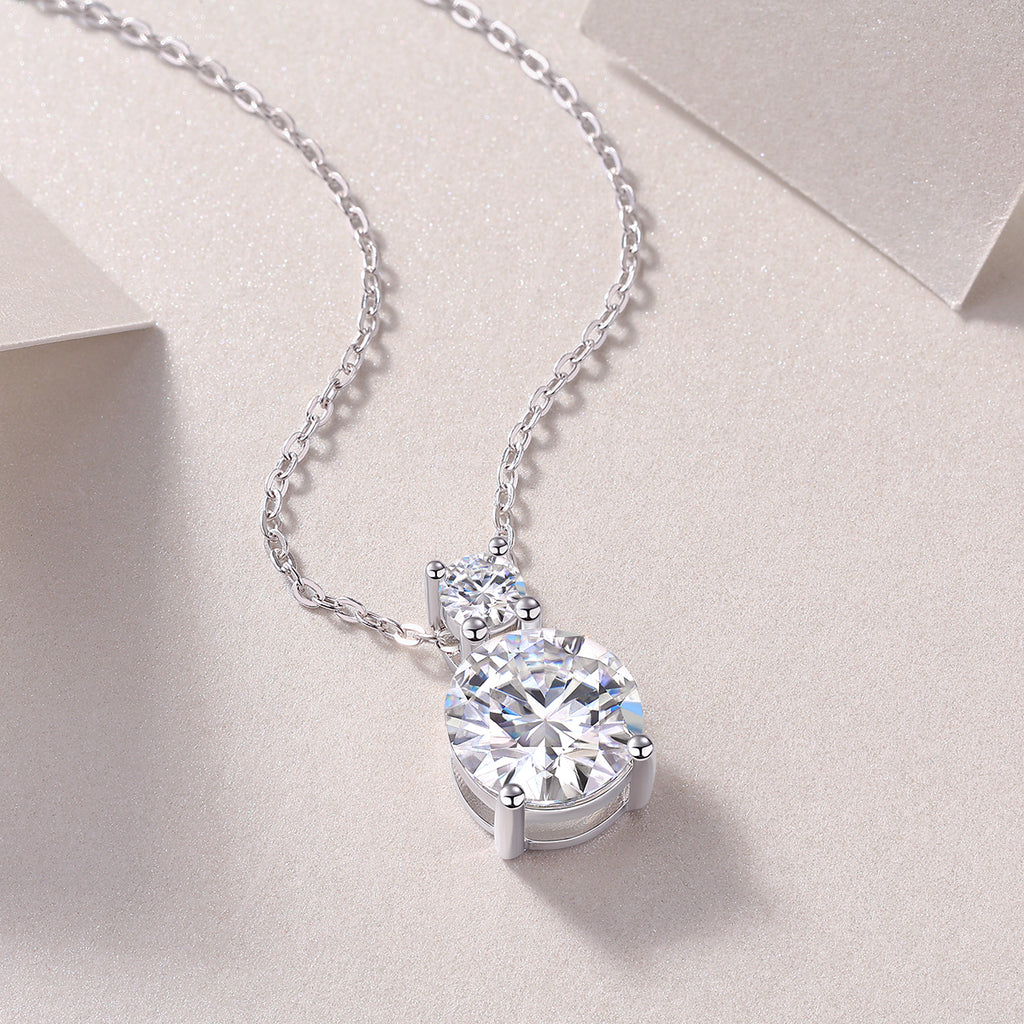 Jazz Manor Moissanite Pendant Necklace — 3ct, S925 Sterling Silver, Platinum-Plated
