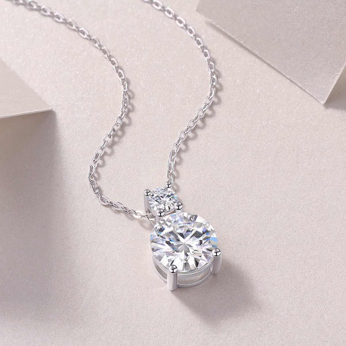 Jazz Manor Moissanite Pendant Necklace — 3ct, S925 Sterling Silver, Platinum-Plated